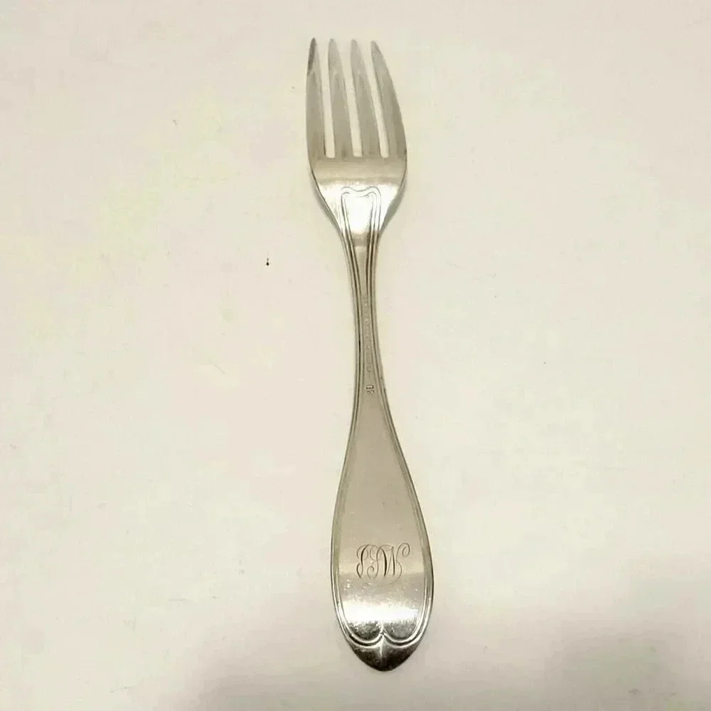 1865 Wm Rogers Mfg Co AA Antique Silverplate Fork 12 DWT 7 1/2